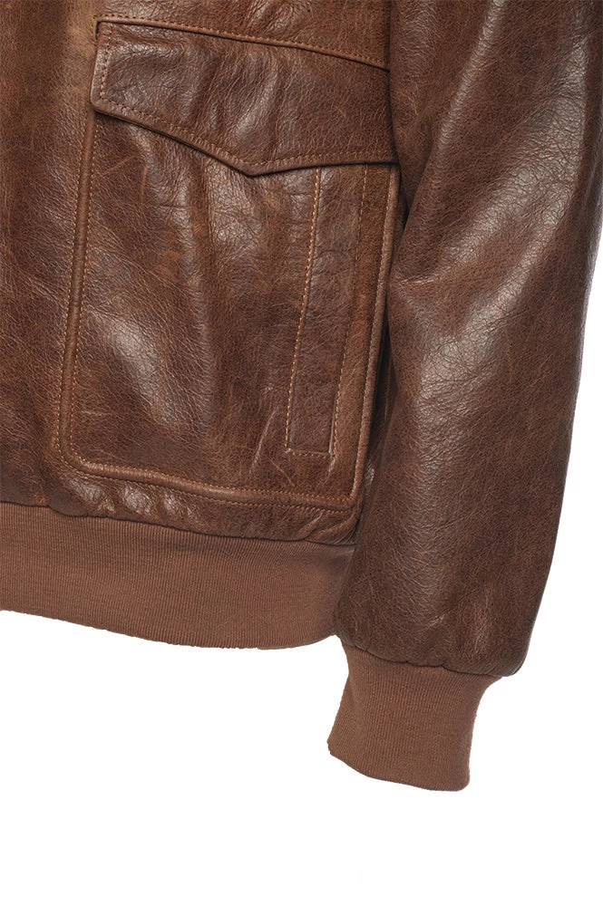 Laurent Vintage Brown A2 Bomber Jacket 6 Laurent Vintage Brown A2 Bomber Jacket - Image 4