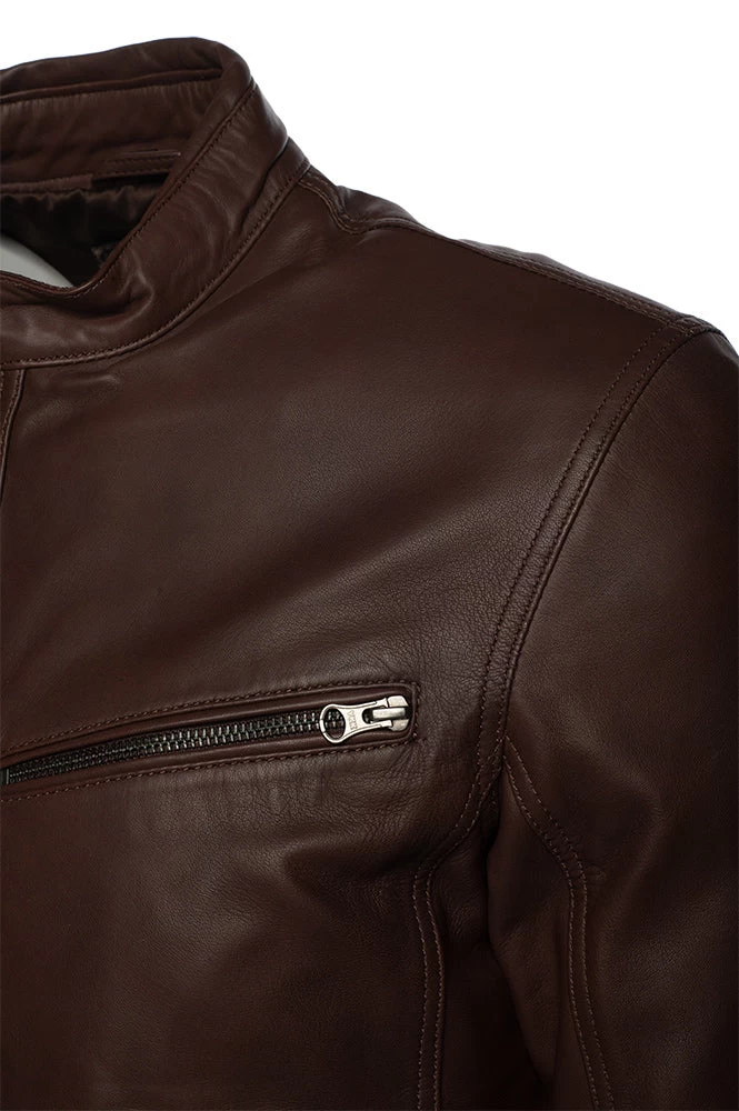 Declan Brown Café Racer Leather Jacket 5 Declan Brown Café Racer Leather Jacket - Image 3