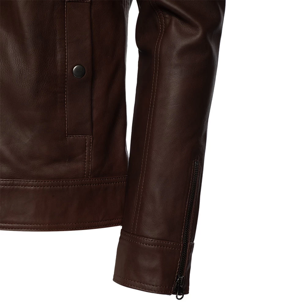 Declan Brown Café Racer Leather Jacket 6 Declan Brown Café Racer Leather Jacket - Image 4