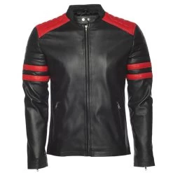 Black Moto Style Jacket With Shoulder And Arm Patches
