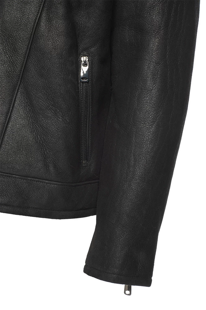 Carters Black Biker Shearling Jacket 9 Carters Black Biker Shearling Jacket - Image 7