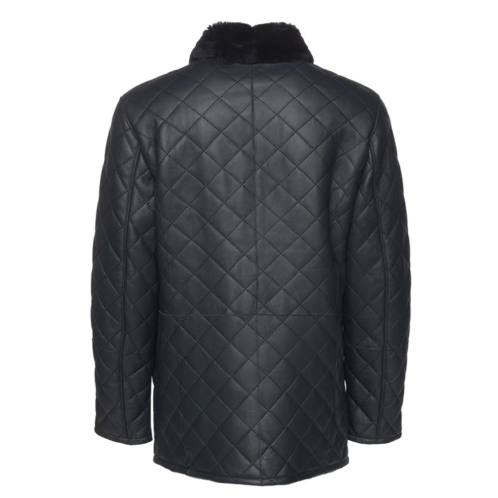 Drew Navy Quilted Sheepskin Shearling Coat 6 Drew Navy Quilted Sheepskin Shearling Coat - Image 4
