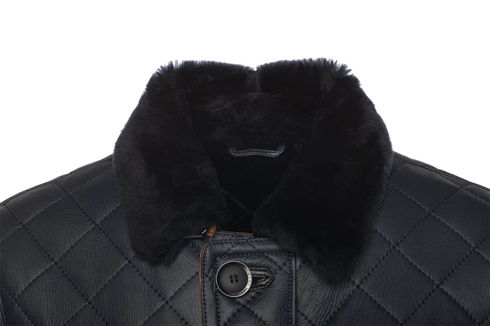 Drew Navy Quilted Sheepskin Shearling Coat 7 Drew Navy Quilted Sheepskin Shearling Coat - Image 5