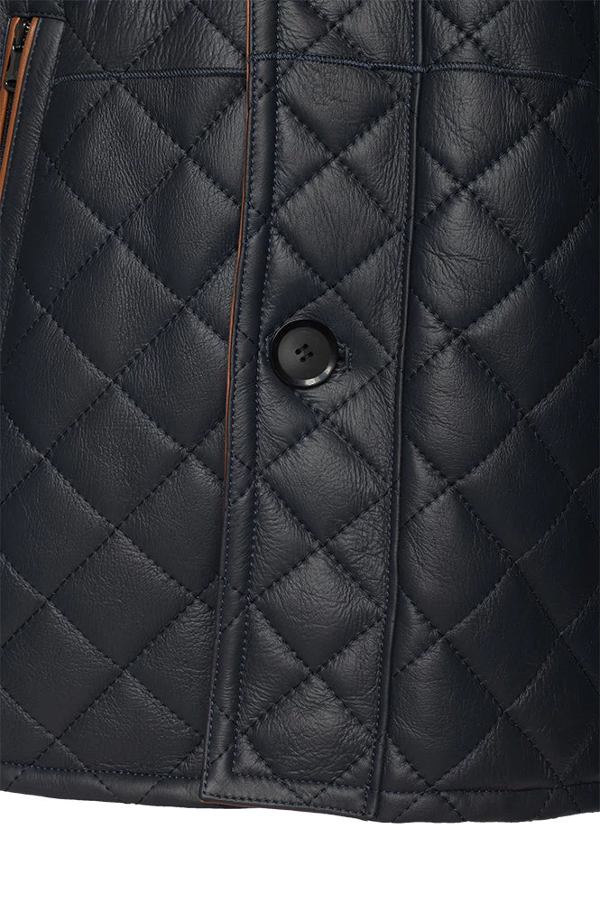 Drew Navy Quilted Sheepskin Shearling Coat 8 Drew Navy Quilted Sheepskin Shearling Coat - Image 6