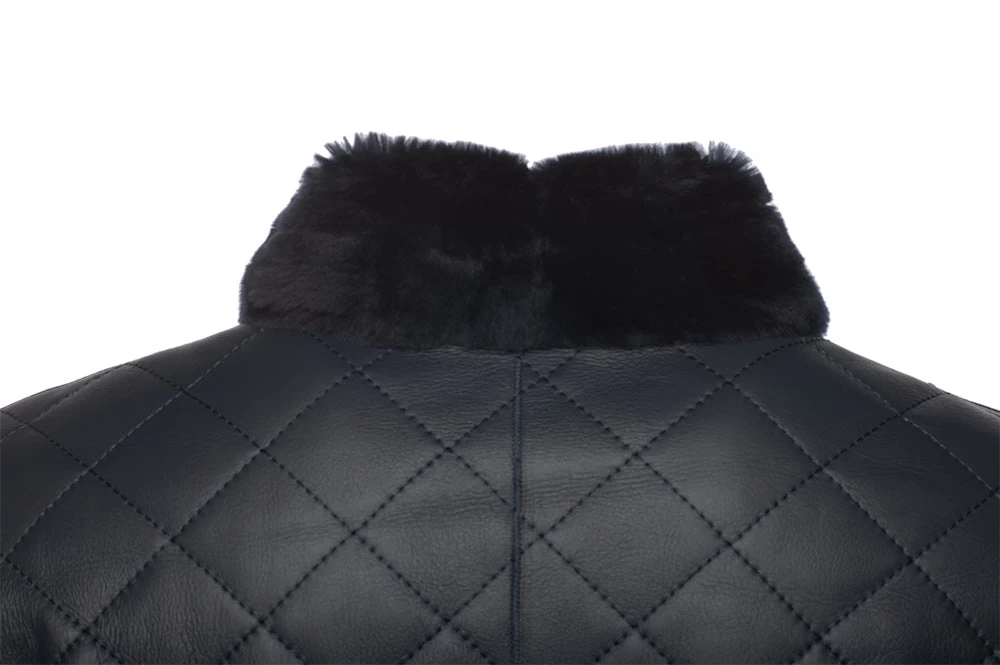 Drew Navy Quilted Sheepskin Shearling Coat 11 Drew Navy Quilted Sheepskin Shearling Coat - Image 9