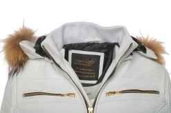 Snowy White Golden Puffer Winter Jacket -Leather Clothing Store 24 03 27 224