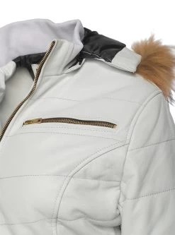 Snowy White Golden Puffer Winter Jacket -Leather Clothing Store 24 03 27 225