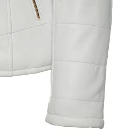 Snowy White Golden Puffer Winter Jacket -Leather Clothing Store 24 03 27 226