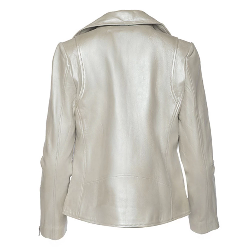 Women's Silver Leather Jacket 4 Women's Silver Leather Jacket - Image 2
