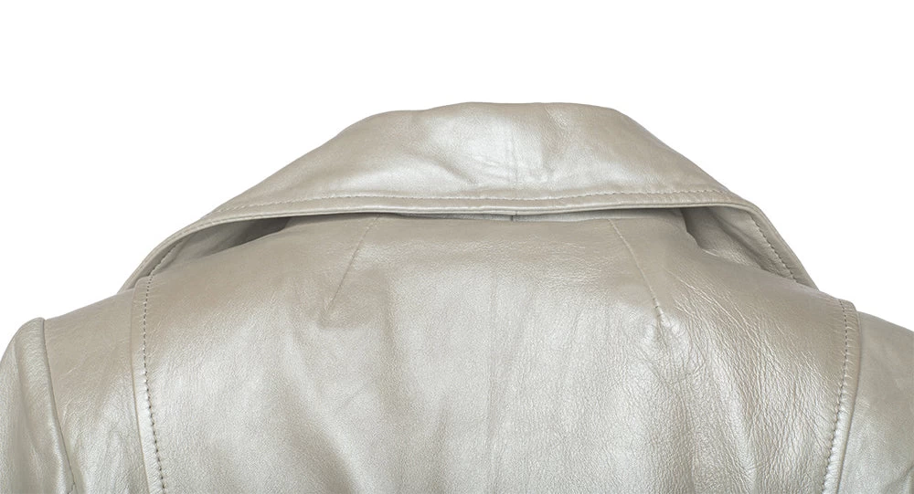 Women's Silver Leather Jacket 5 Women's Silver Leather Jacket - Image 3