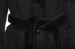 Melissa Black Suede Shearling Coat With Belt -Leather Clothing Store 24 03 27 267