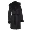 Melissa Black Suede Shearling Coat With Belt