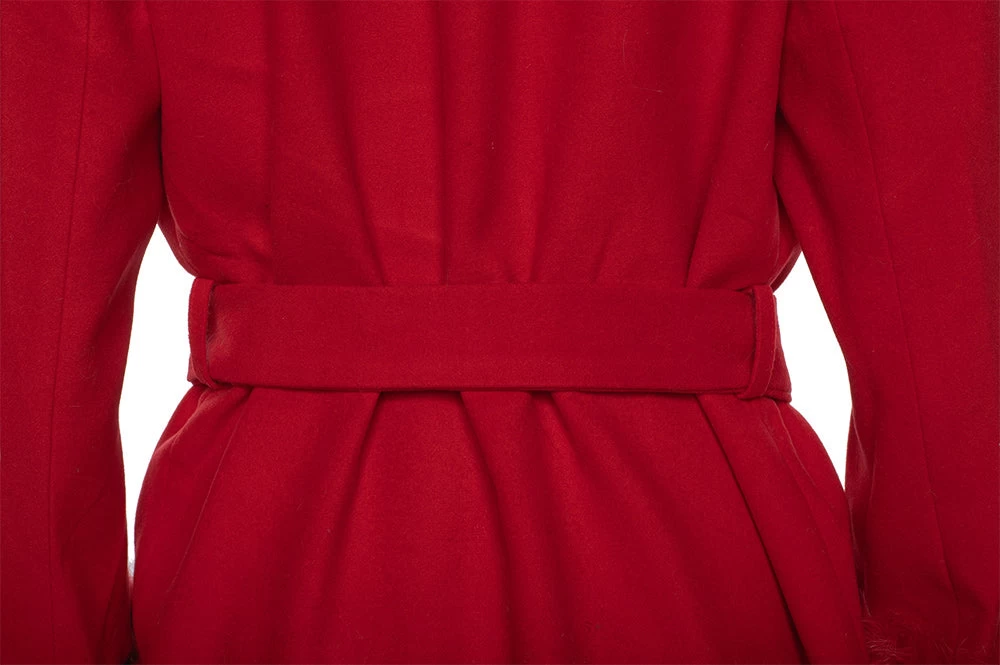 Aria Red Chic Long Cashmere Blend Coat With Fox Fur 9 Aria Red Chic Long Cashmere Blend Coat With Fox Fur - Image 7