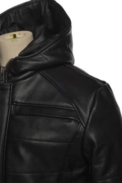 Jules Black Buttoned Up Hooded Leather Jacket 11 Jules Black Buttoned Up Hooded Leather Jacket -Leather Clothing Store 24 03 27 291