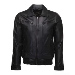 Black Leather Jacket With Collars