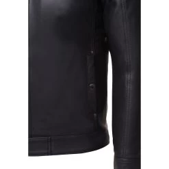 Asher Plain Black Cafe Racer Jacket -Leather Clothing Store 25 7