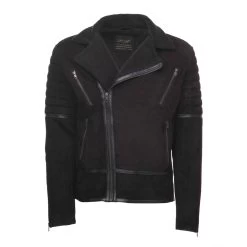 David Black Suede Biker Jacket With Sherpa