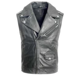 Plain Biker Leather Vest