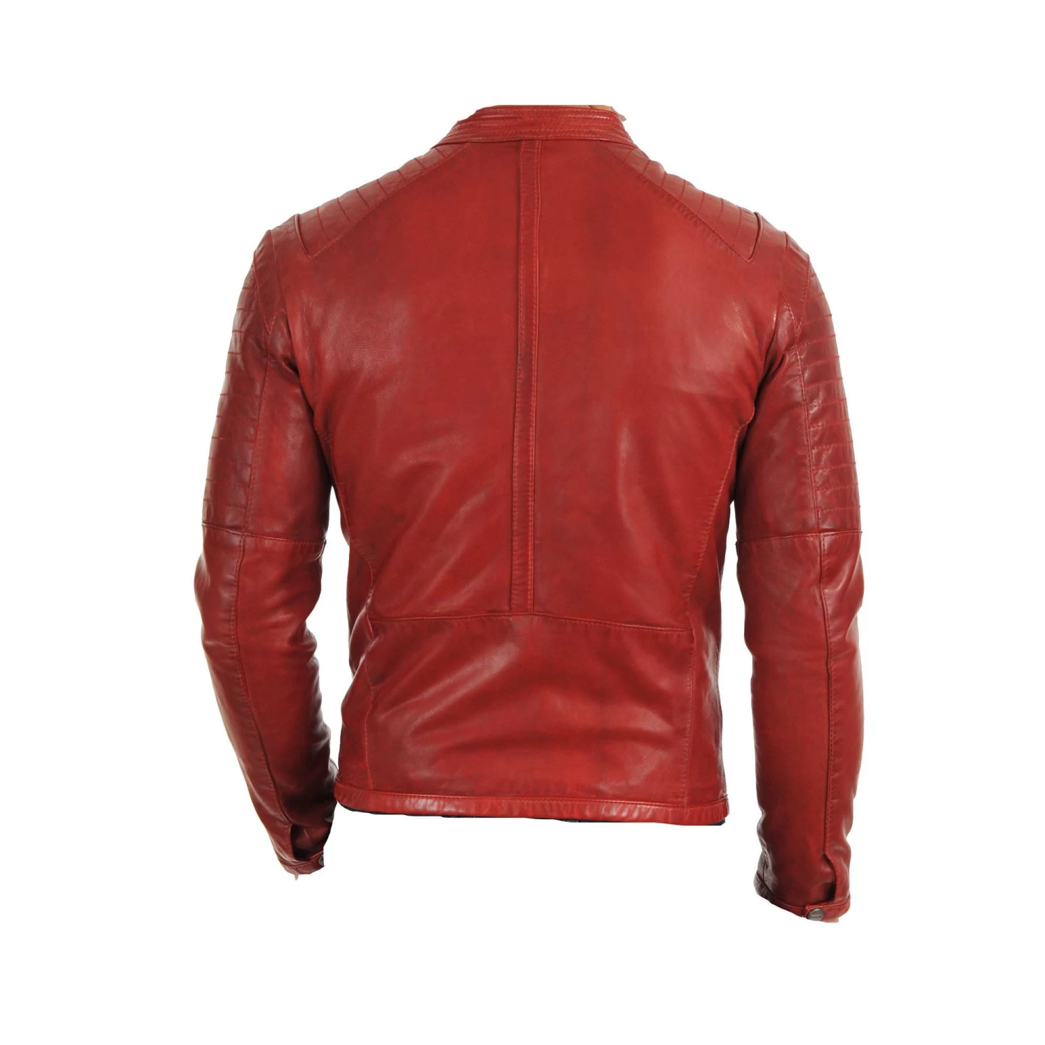 Red Moto Style Jacket With Stitching Pattern 4 Red Moto Style Jacket With Stitching Pattern - Image 2