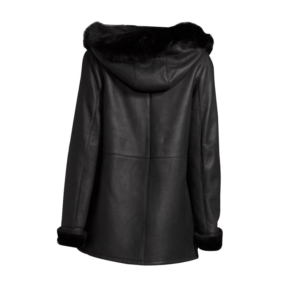 Sierra's Black Leather Jacket With Hoodie 4 Sierra's Black Leather Jacket With Hoodie - Image 2