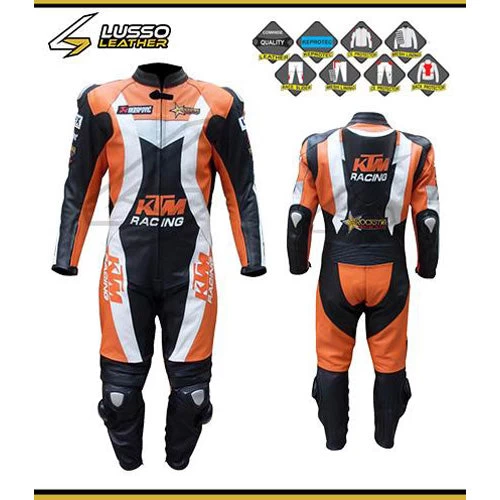 KTM Orange, White And Black Motorcycle Leather Suit 3 KTM Orange, White And Black Motorcycle Leather Suit
