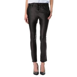 Leather Pants With Elastic Waist And Laces (style #12)