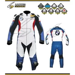 BMW White, Red And Blue Motorcycle Leather Suit