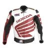 White And Red Honda Motorycle Jacket With Armor Protection -Leather Clothing Store 355