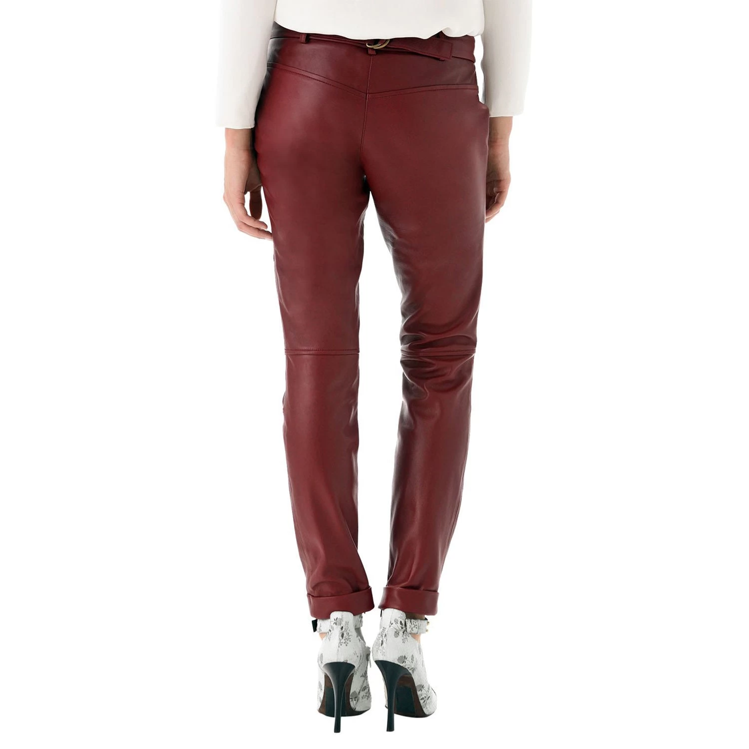 Cherry Leather Pants With Belt (style #15) 4 Cherry Leather Pants With Belt (style #15) - Image 2