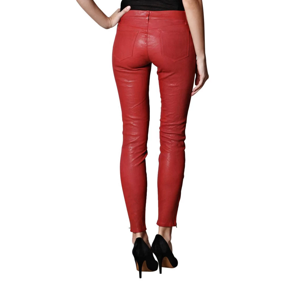 Bright Red Leather Pants (style #16) 4 Bright Red Leather Pants (style #16) - Image 2