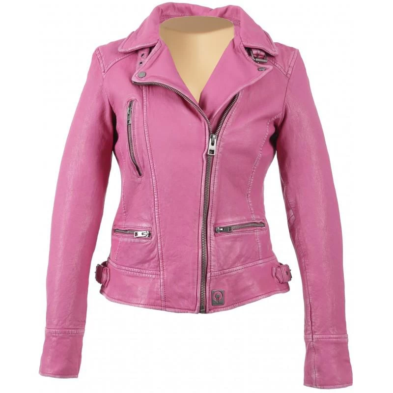 Anorah’s Fuschia Biker Style Leather Jacket 3 Anorah’s Fuschia Biker Style Leather Jacket