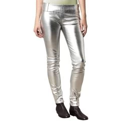 Mettalic Silver Leather Pants (style #19)