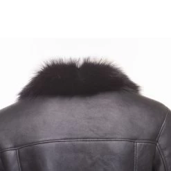 Black Shearling Trench Coat With Toscana Fur Trim -Leather Clothing Store 4 13