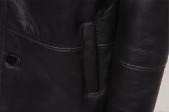 Black Shearling Trench Coat With Toscana Fur Trim -Leather Clothing Store 4 14