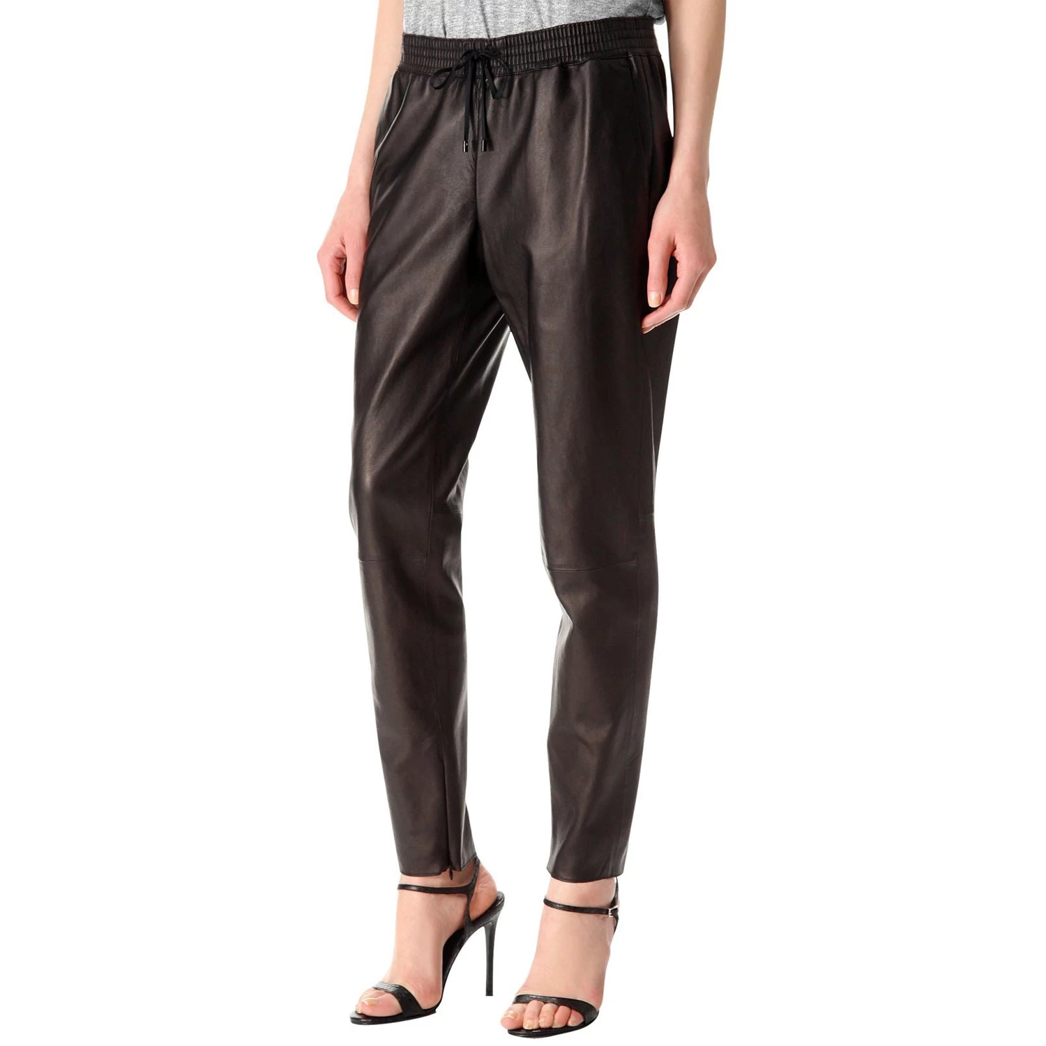 Brown Leather Pants With Elastic Waist (style #5) 3 Brown Leather Pants With Elastic Waist (style #5)