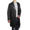 Black Leather 3/4 Length Trench Coat 2 Black Leather 3/4 Length Trench Coat -Leather Clothing Store 403