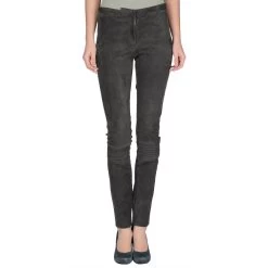 Grey Suede Leather Pants