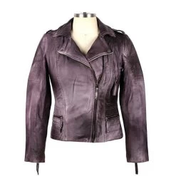 Womens Barlow Washed Effect Leather Jacket