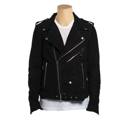 Biker Style Suede Leather Jacket With Waist Belt 3 Biker Style Suede Leather Jacket With Waist Belt
