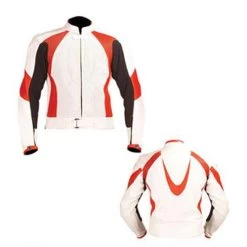Red And White Motorycle Jacket With Armor Protection