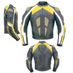 Yellow And Grey Motorycle Jacket With Armor Protection