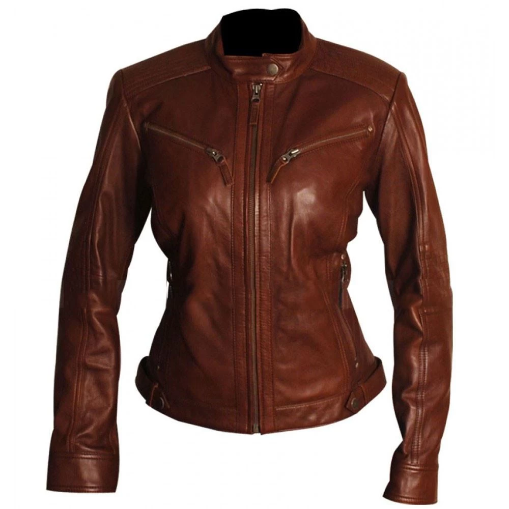 Women's Café Racer Leather Jacket 3 Women's Café Racer Leather Jacket