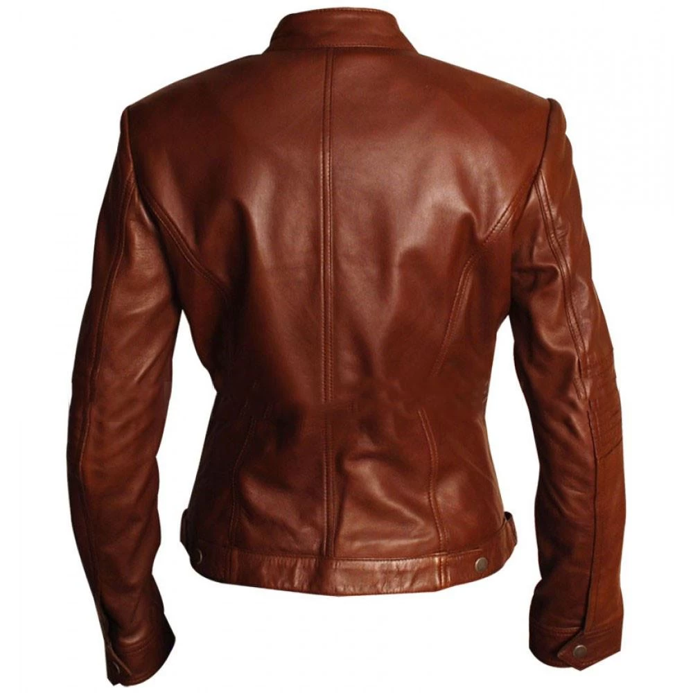 Women's Café Racer Leather Jacket 4 Women's Café Racer Leather Jacket - Image 2