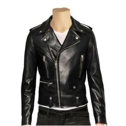 Classic Biker Style Jacket With Epaulette