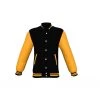 Black Varsity Letterman Jacket With Gold Sleeves -Leather Clothing Store 499
