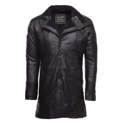 James' Tempest Black Leather Trench Coat