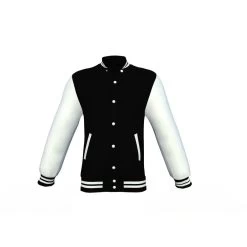 Black Varsity Letterman Jacket With White Sleeves