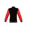 Black Varsity Letterman Jacket With Red Sleeves -Leather Clothing Store 507