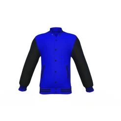 Blue Varsity Letterman Jacket With Black Sleeves