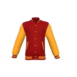 Maroon Varsity Letterman Jacket With Gold Sleeves